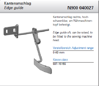 N900 040027 - Kantenanschlag rechts, hochschwenkbar, Verstellbreite 0 - 40 mm
