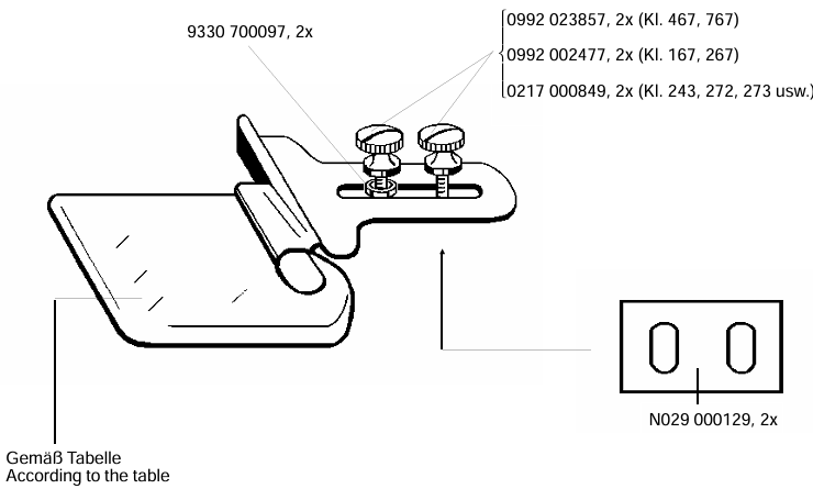 N001 002 Einfasser /  Falter für Rechtsfalte oben in mittelschwerem Nähgut wie Skai, Leder und  Segeltuch.