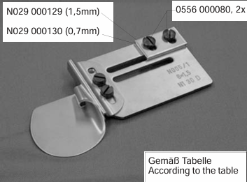 N005 12 Einfasser/ Säumer mit Führungskern für Saumbreiten über 12 mm.  Auf Wunsch mit Schwenkschiene.