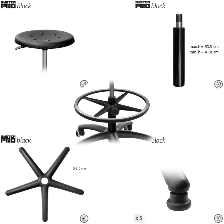 System Pro BLACK Nähstuhl - Baukastensystem (schwarz)